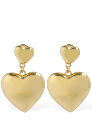 Boucles d'oreilles à boucle en cristal de motif coeur Moschino doré
