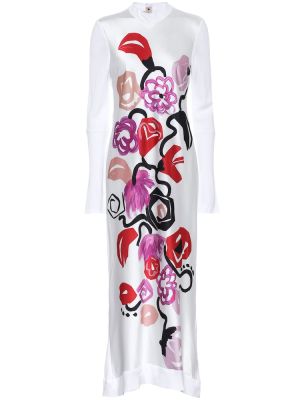 Květinové midi šaty z polyesteru Marni - bílá