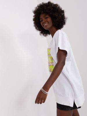 Bluză din bumbac cu imagine Fashionhunters alb