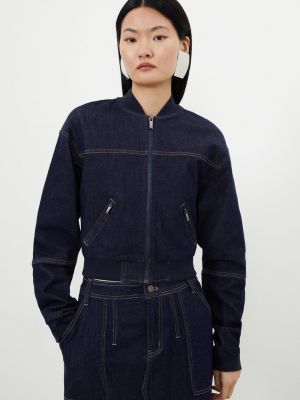Джинсовая куртка с потертостями Karen Millen синяя