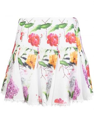 Květinové bavlněné plisovaná sukně s potiskem Charo Ruiz Ibiza - bílá