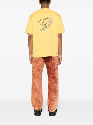 T-shirt aus baumwoll mit print Drôle De Monsieur gelb