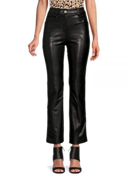 Кожаные брюки с высокой талией из искусственной кожи Brandon Maxwell черные