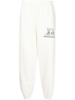 Bavlněné sportovní kalhoty s potiskem Natasha Zinko - bílá