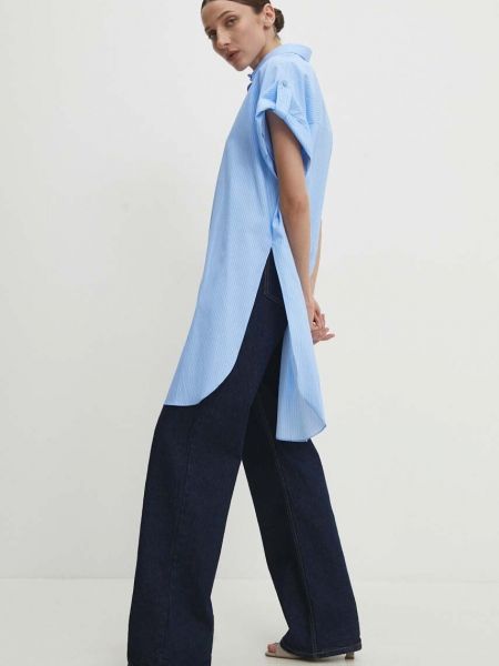 Koszula bawełniana relaxed fit Answear Lab niebieska