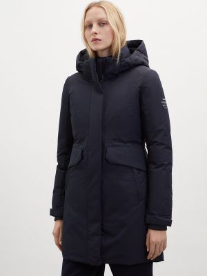 Abrigo con capucha acolchado con bolsillos Ecoalf negro