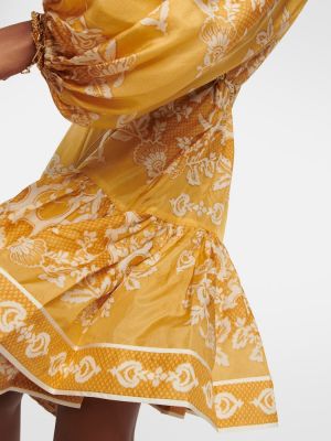Svilena haljina s printom Zimmermann zlatna