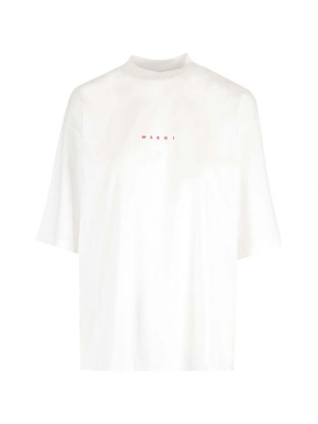 T-shirt aus baumwoll mit print mit rundem ausschnitt Marni weiß