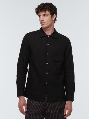 Bavlněná lněná košile Barena Venezia černá
