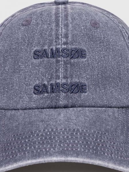 Бавовняна кепка з аплікацією Samsoe Samsoe синя