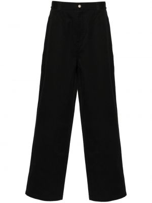 Βαμβακερό παντελόνι με ίσιο πόδι Stüssy μαύρο