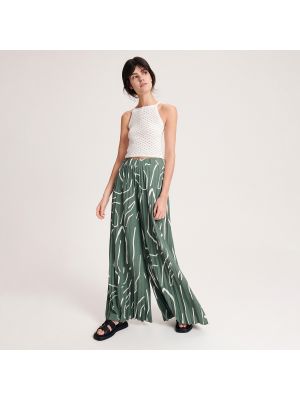 Plisované kalhoty z polyesteru Reserved - khaki