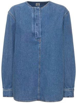 Kokvilnas džinsa krekls Toteme zils