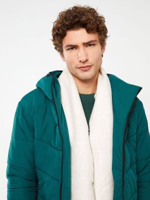 Повседневное пальто с капюшоном с принтом Lcw Casual зеленое