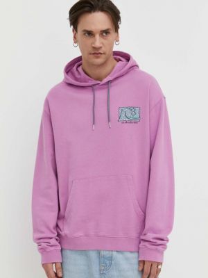 Pamučna hoodie s kapuljačom Quiksilver ružičasta