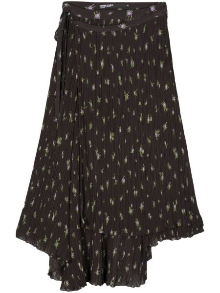 Plisirana suknja s cvjetnim printom s printom Bimba Y Lola crna