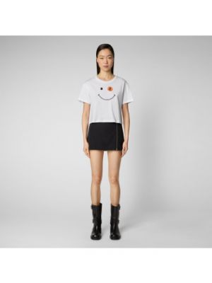 T-shirt en coton avec manches courtes Save The Duck blanc