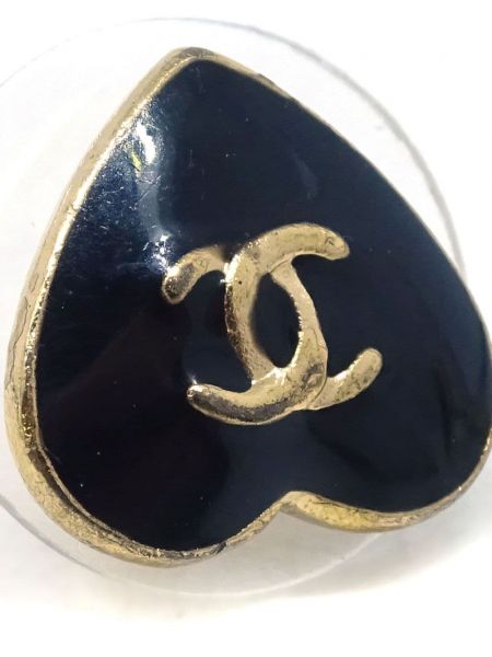 Boucles d'oreilles à boucle de motif coeur Chanel Pre-owned noir