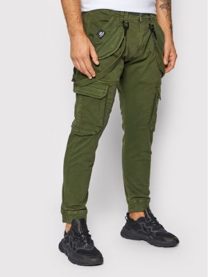 Slim fit kalhoty Alpha Industries zelené