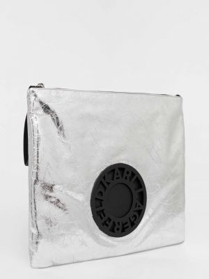 Kopertówka skórzana Karl Lagerfeld srebrna