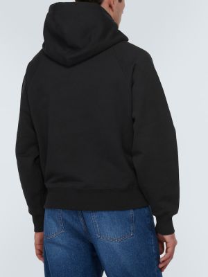 Pamučna hoodie s kapuljačom od jersey Ami Paris crna