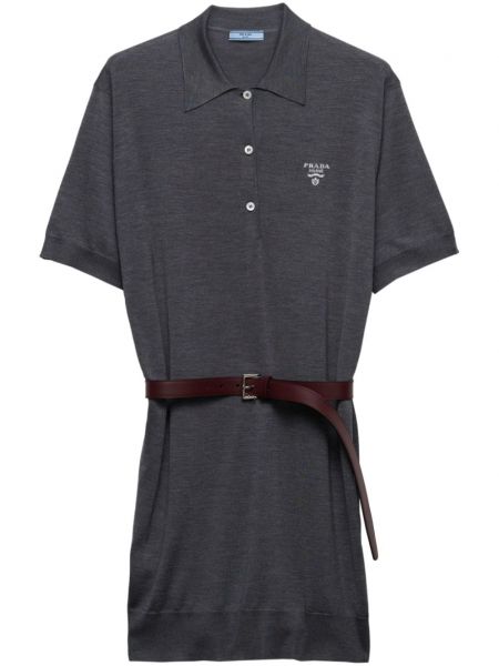 Tricou polo de mătase Prada gri