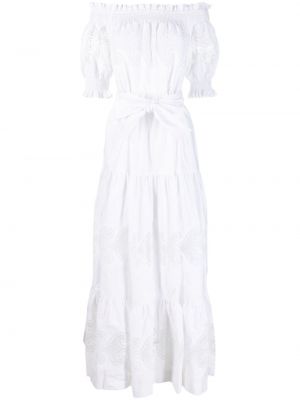 Bavlněné šaty s páskem z polyesteru P.a.r.o.s.h. - bílá