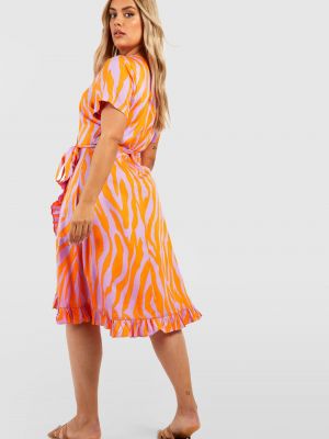 Тигровый платье на запах с принтом Boohoo оранжевый
