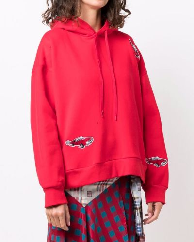 Mikina s kapucí s výšivkou jersey Natasha Zinko červená