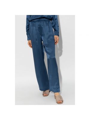 Pantalones rectos de seda Burberry azul