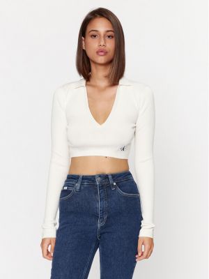 Блуза слім Calvin Klein Jeans біла