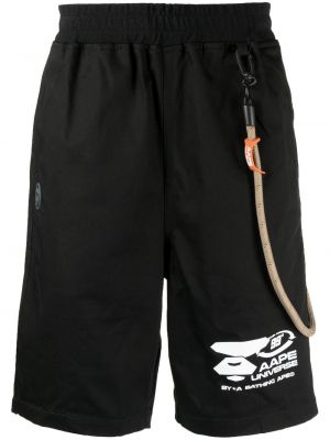 Trykt bomull shorts Aape By *a Bathing Ape® svart