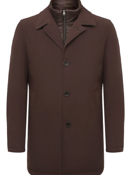Утепленное пальто Herno коричневое