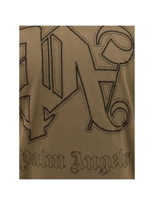 Camiseta de manga larga con bordado de algodón Palm Angels marrón