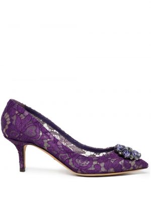 Кружевные лодочки на шнуровке Dolce & Gabbana, фиолетовые