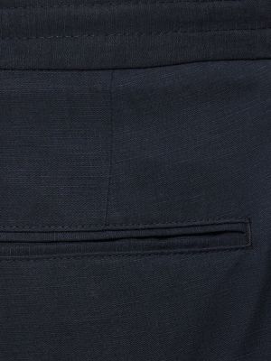 Pantaloni di lino in lyocell Boss blu