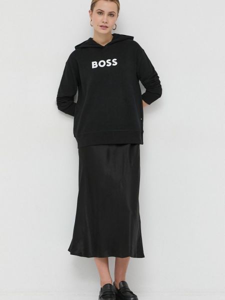 Bluza z kapturem z nadrukiem Boss czarna
