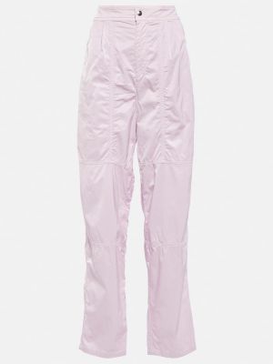 Hlače ravnih nogavica niski struk Isabel Marant ružičasta
