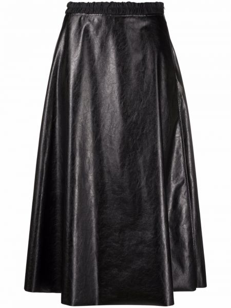 Falda midi de cuero Moncler negro