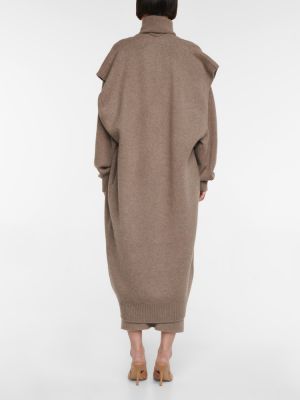 Vestido midi de cachemir con estampado de cachemira Extreme Cashmere marrón
