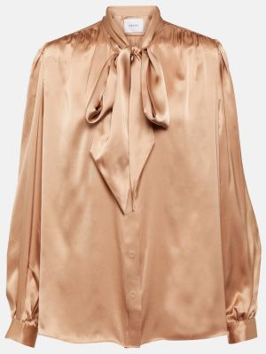 Копринена блуза Frame розово