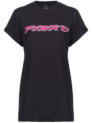 Kokvilnas t-krekls Pinko melns