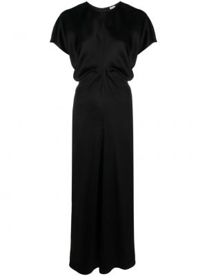Σατέν μάξι φόρεμα ντραπέ Toteme μαύρο