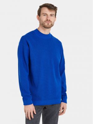 Priliehavý sveter Calvin Klein Jeans modrá