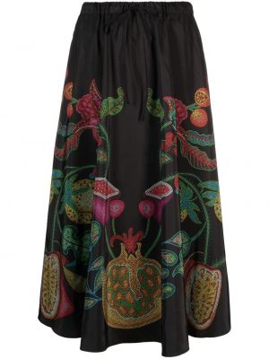 Suknja s cvjetnim printom s printom La Doublej crna
