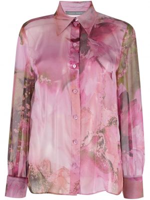 Копринена блуза на цветя с принт Alberta Ferretti розово