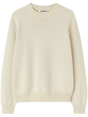 Kašmírový sveter s okrúhlym výstrihom Jil Sander biela