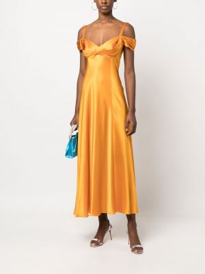 Drapiruotas šilkinis vakarinė suknelė Alberta Ferretti oranžinė