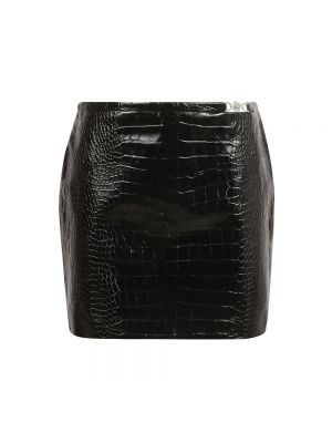 Spódnica skórzana Versace czarna