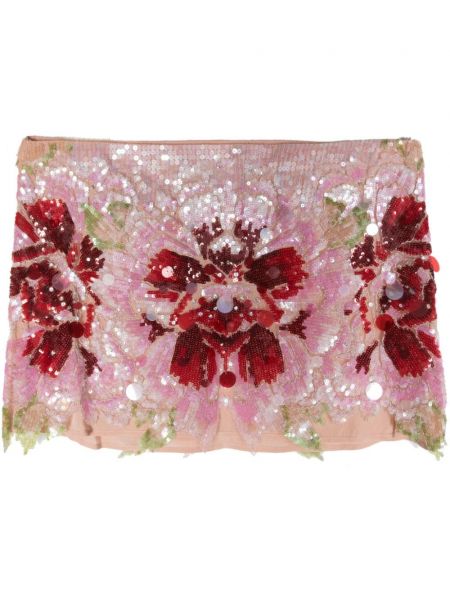 Φούστα mini με παγιέτες Amen ροζ